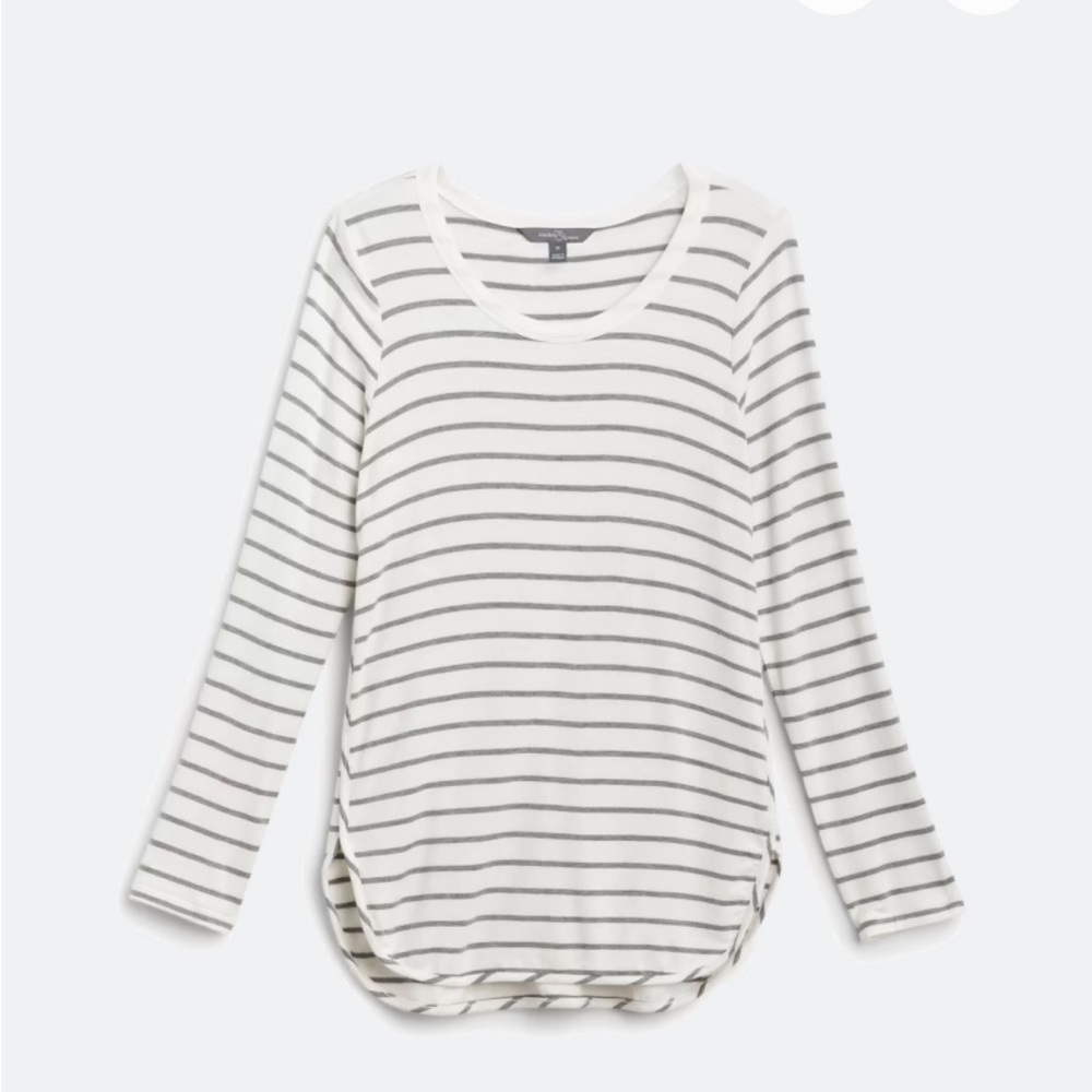 Zansia Curved Hem French Terry Knit Top